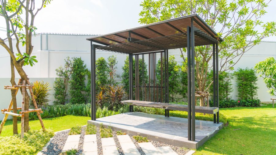 empty pavilion in garden - boost up color processing