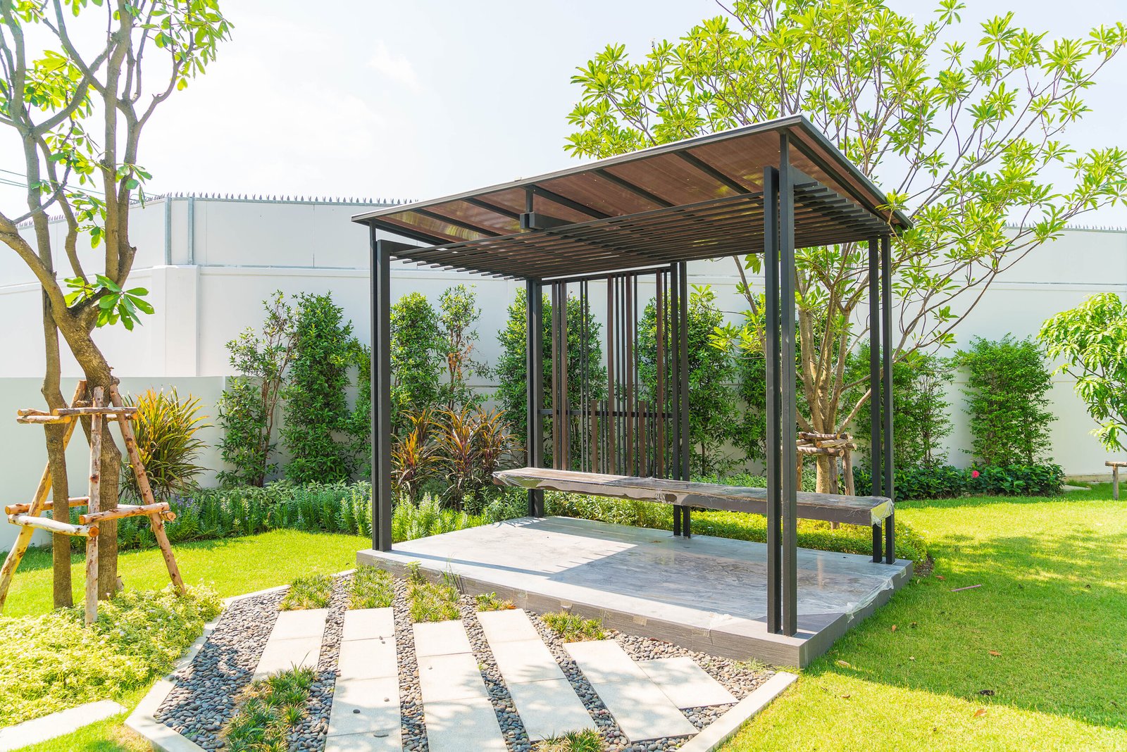 empty pavilion in garden - boost up color processing