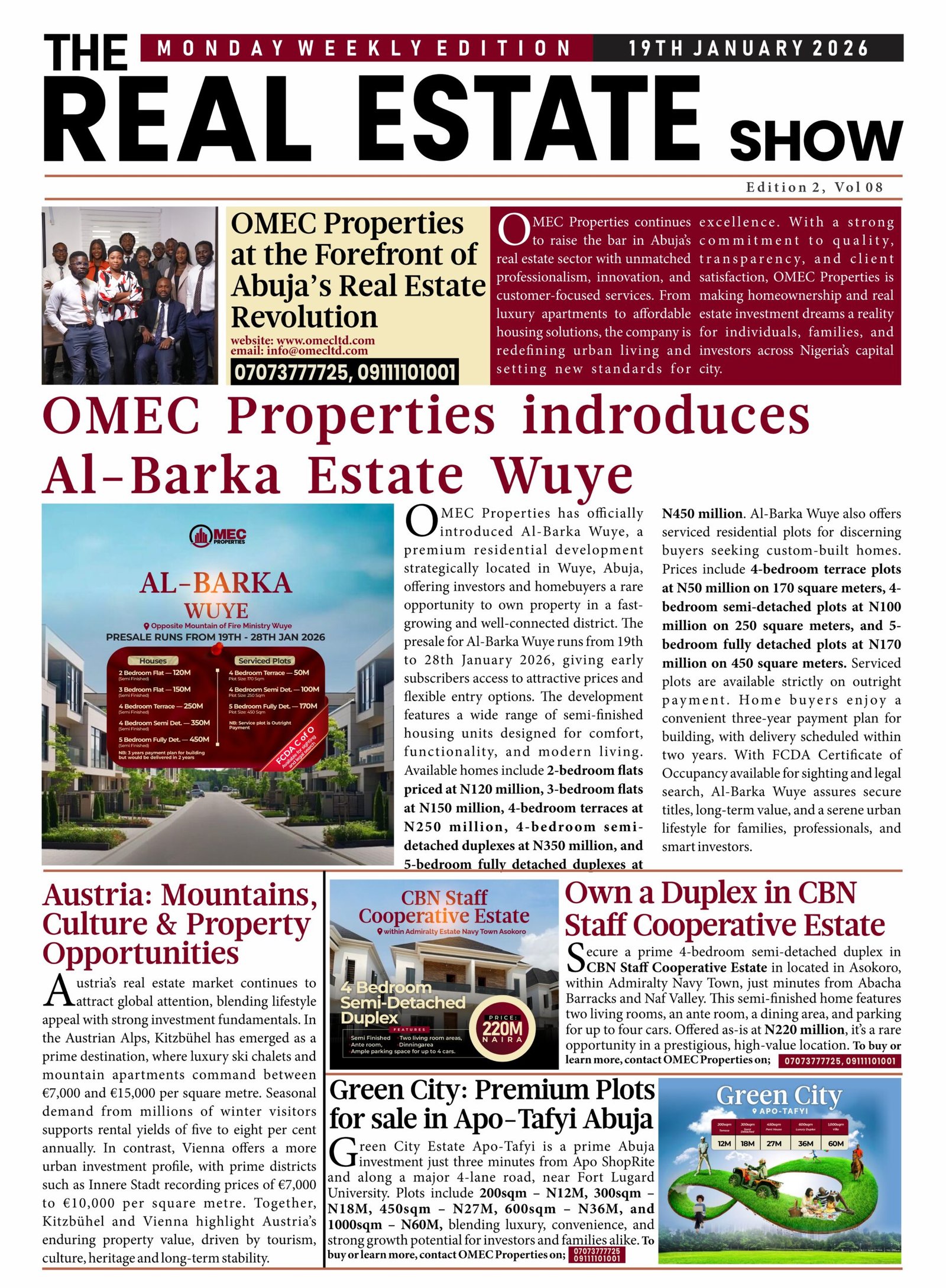 OMEC Properties Introducces Al-Barka Estate wuye