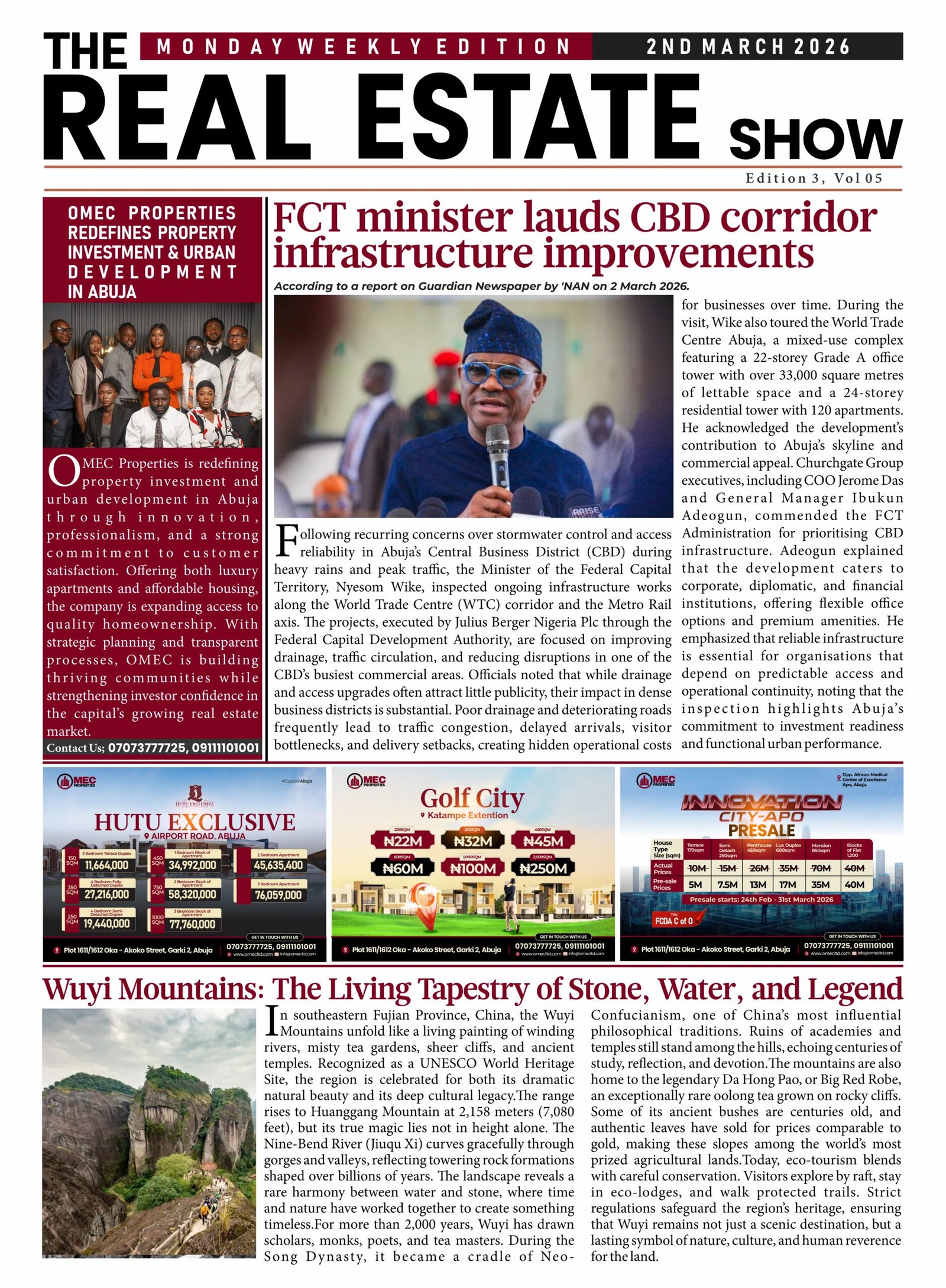 FCT Minister Lands CBD Corridor Infrastructure Improvements